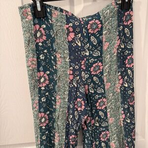 Free People Floral Wide Leg Pants - Blue and Pink